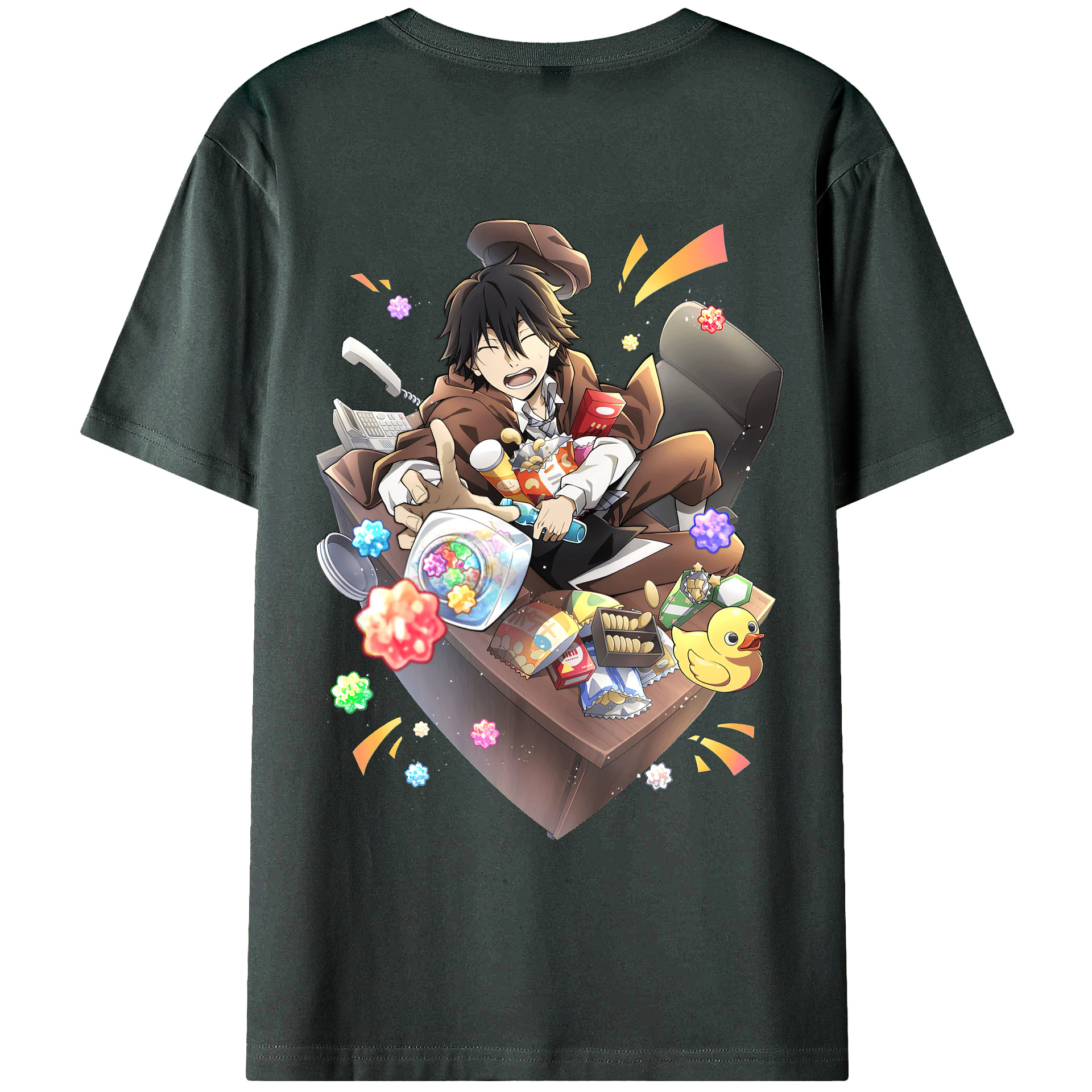 （画像用） 文豪ストレイドッグス Bungo Stray Dogs 綿100％ メンズ半袖Tシャツ（バックプリント） 通気性